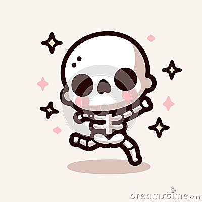 Cute Skeleton Cartoon Mascot Character, skeleton dancing, Halloween vector Illustration, generative ai Stock Photo