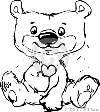 Cute sketch bear illustration sitting - vector Vector Illustration