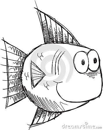 Cute Sketch Doodle Fish Vector Vector Illustration