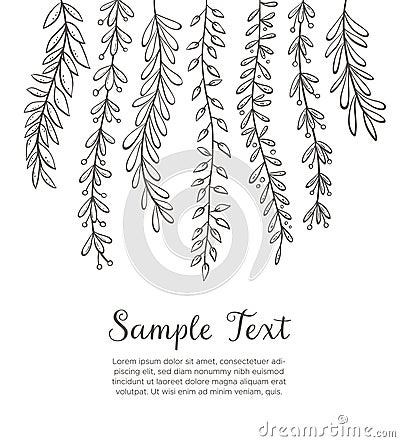 Cute sketching dangling plants background Vector Illustration