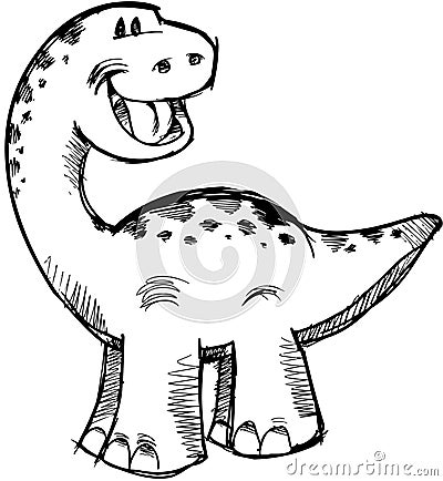 Cute Sketchy Dinosaur Vector Vector Illustration