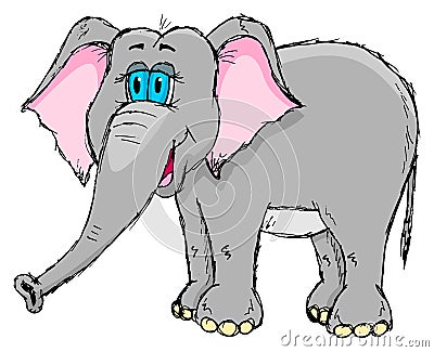 Cute sketchy elephant Vector Illustration