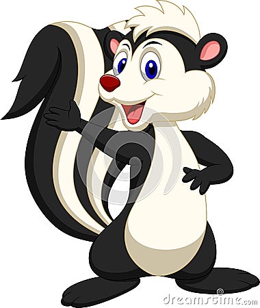 Cute skunk cartoon waving hand Vector Illustration