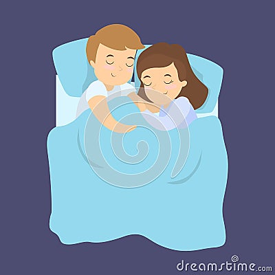 Cute sleeping couple. Vector Illustration