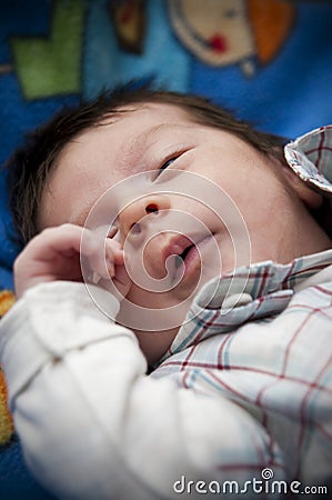 Cute sleeping newborn baby Stock Photo