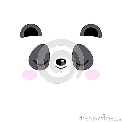 Cute sleeping panda bear emoji face poster isolated on white background. Vector Illustration