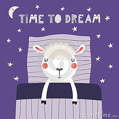 Cute sleeping sheep Vector Illustration