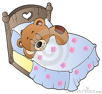 Cute sleeping teddy bear Vector Illustration