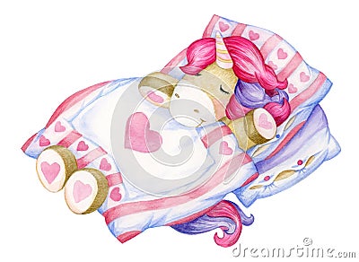 Cute, sleeping unicorn. Stock Photo