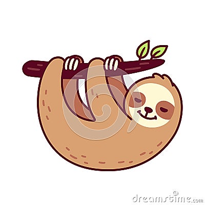 Cute hanging sloth Vector Illustration