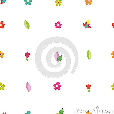 Cute small colorful vibrant flowers pattern Vector Illustration