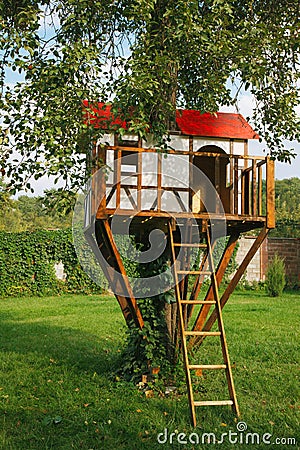 Cute small tree house for kids Stock Photo