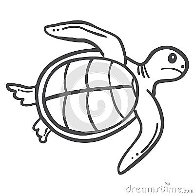 Cute small turtle animal in sea hand drawn sketch doodle illustration Cartoon Illustration