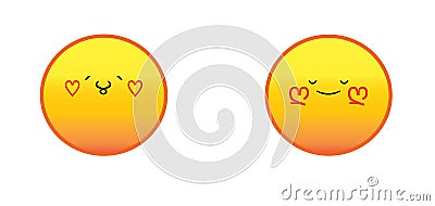 Emoticon with heart set Stock Photo