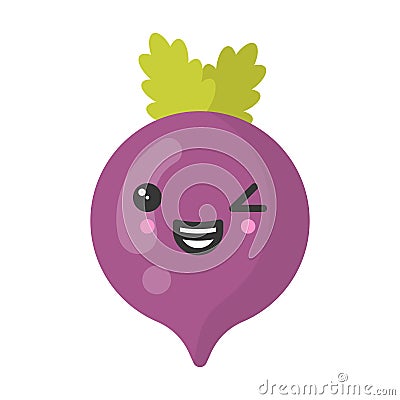 Cute smiling beet, isolated colorful vector vegetable icon Vector Illustration