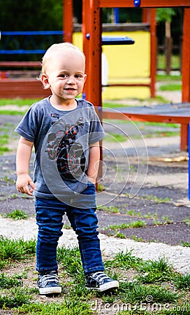 Cute smiling boy outdoor Stock Photo