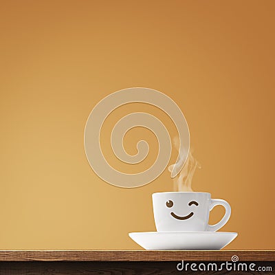 Cute smiling coffee cup character Stock Photo
