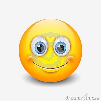 Cute smiling emoticon, emoji, smiley - vector illustration Vector Illustration