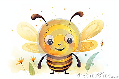 cute smiling happy honey bee AI generated Cartoon Illustration