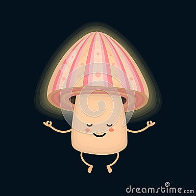 Cute smiling happy magic psilocybin Vector Illustration