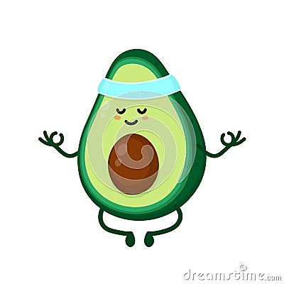 Cute smiling happy strong avocado Vector Illustration