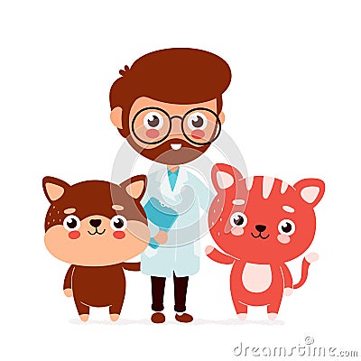 Cute smiling happy veterinarian doctor Vector Illustration