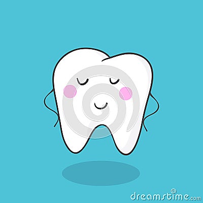 Cute smiling healthy molar tooth character Vector Illustration