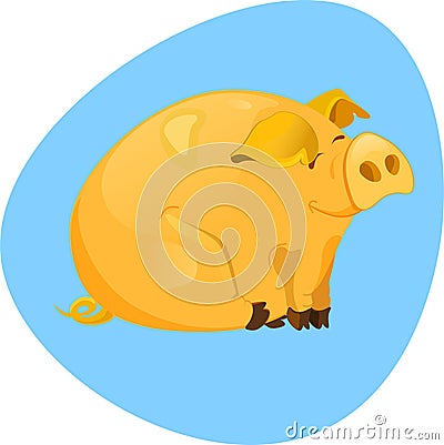 Cute smiling piggy with large ears.Vector illustration Vector Illustration