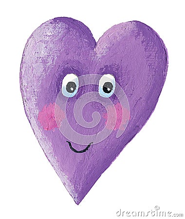 Cute smiling purple heart Cartoon Illustration