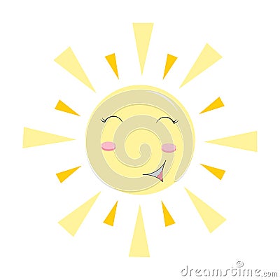 Cute smiling sun character. Happy sun . Bright sunny illustration Cartoon Illustration