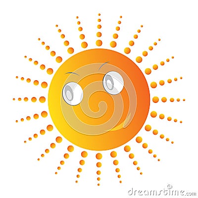 Cute smiling sun sunrays Vector Illustration