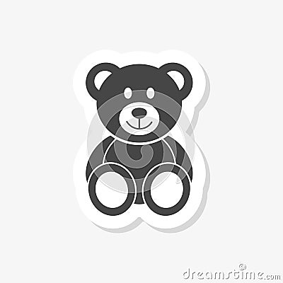 Cute smiling teddy bear sticker or logo Vector Illustration