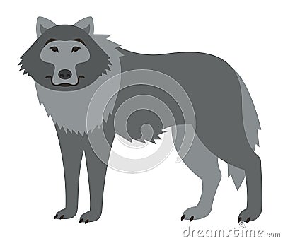 Cute smiling wild wolf cartoon illustration Vector Illustration