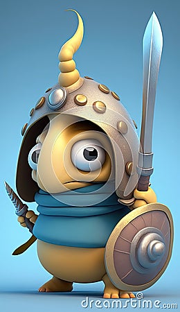 Cute Snail Animal Warrior 3D Game Model | Generative AI Stock Photo