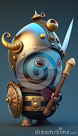 Cute Snail Animal Warrior 3D Game Model | Generative AI Stock Photo