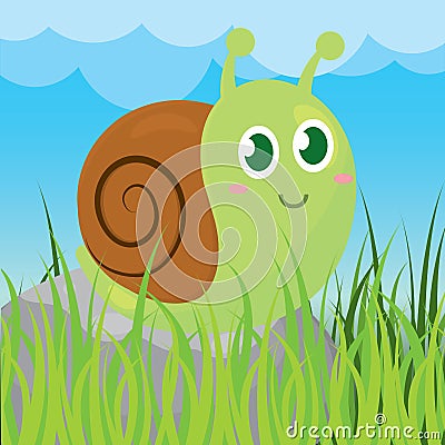 Cute snail cartoon Vector Illustration