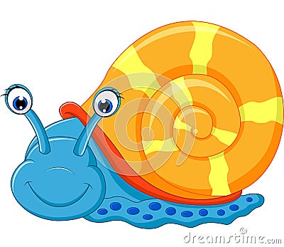 Cute snail cartoon running Vector Illustration