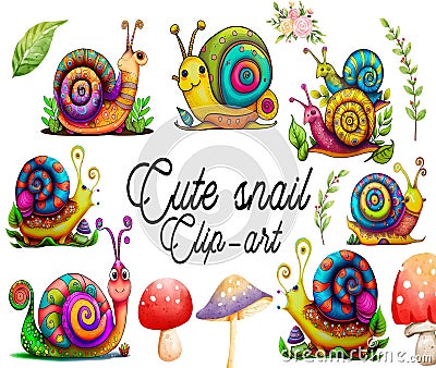 cute snail clipart Stock Photo