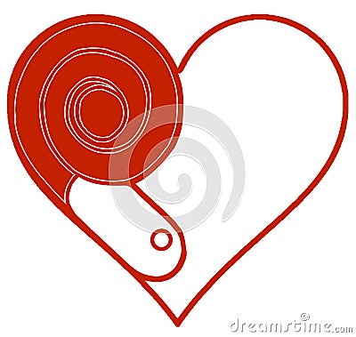 cute snail forming a heart shape Vector Illustration