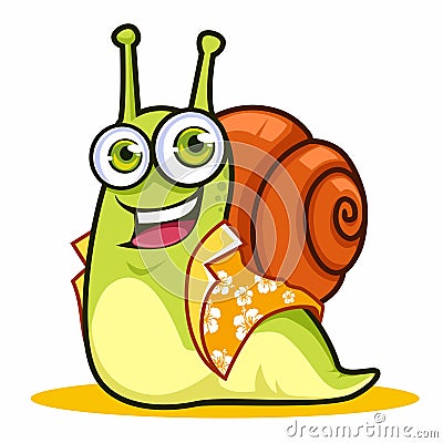 Cute snail mascot cartoon in vector Vector Illustration