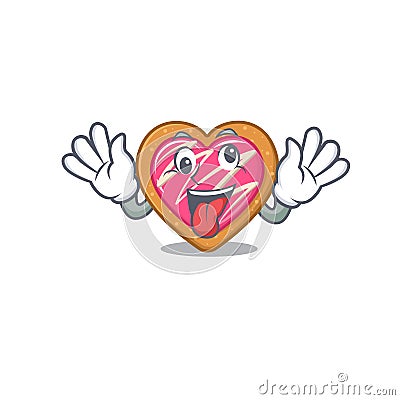 Cute sneaky cookie heart Cartoon character with a crazy face Vector Illustration