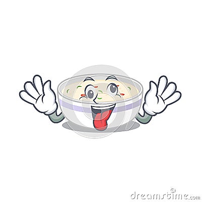 Cute sneaky steamed egg Cartoon character with a crazy face Vector Illustration