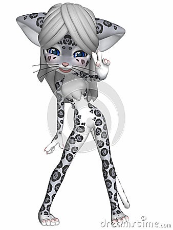 Cute Snow Leopard - Toon Figure Stock Photo