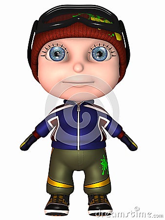 Cute Snowboard Kid Stock Photo