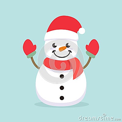 Cute Snowman winter Christmas mascot logo design Vector Illustration