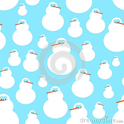 Cute Snowman baby pattern seamless. Cartoon Snowman child background. Christmas and New Year texture. Xmas Baby fabric ornament Vector Illustration