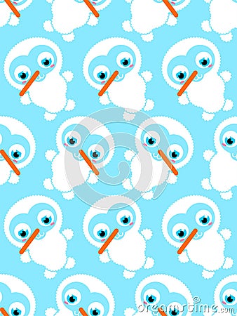 Cute Snowman baby pattern seamless. Cartoon Snowman child background. Christmas and New Year texture. Xmas Baby fabric ornament Vector Illustration