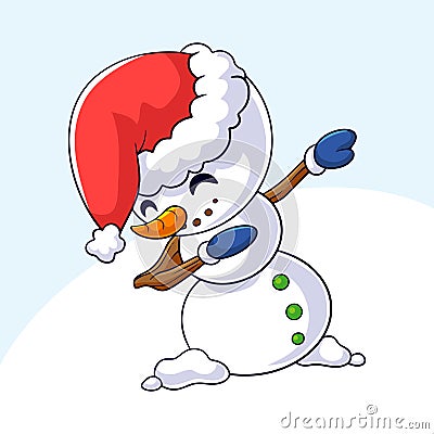 Cute snowman cartoon posing dubbing Vector Illustration
