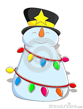 Cute Snowman - Christmas Vector Illustration Stock Photo