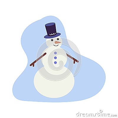 Cute snowman in a hat-cylinder Vector Illustration